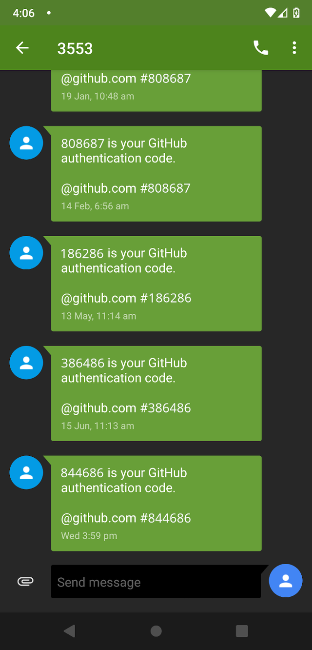List of SMS MFA messages